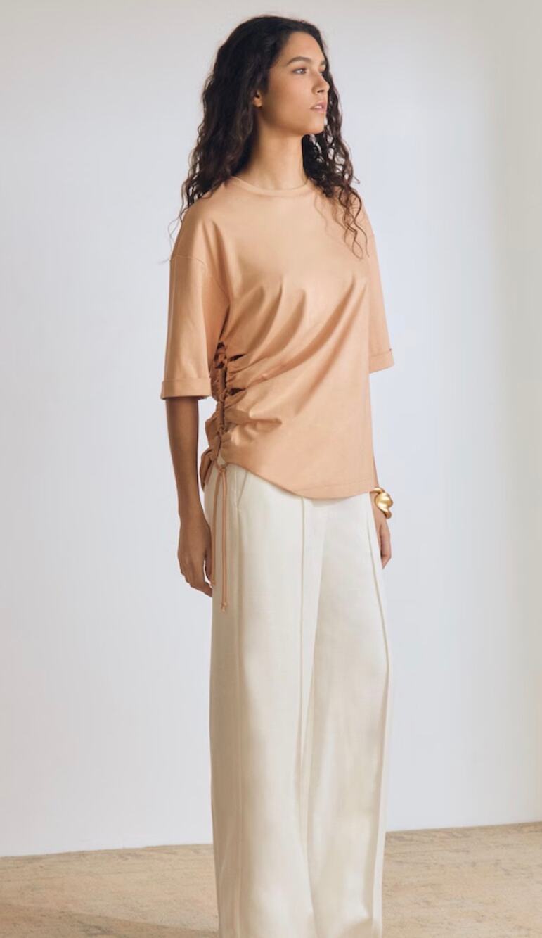NWT Reiss Atelier Cotton Cut-Out Rope-Cord Top in a Neutral Beige Size 6